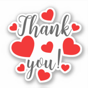 Thank you Red Hearts Sticker
