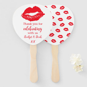 Thank You Red Kisses Personalised Hand Fan