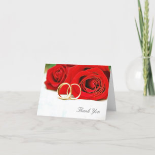 Thank you red rose wedding note card