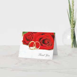 Thank you red rose wedding note card