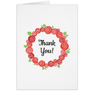 Thank you red roses wreath thank you card
