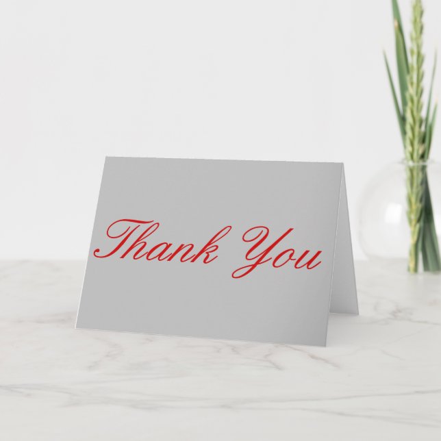 Thank You Red Silver Grey Colour Greeting Card (Front)