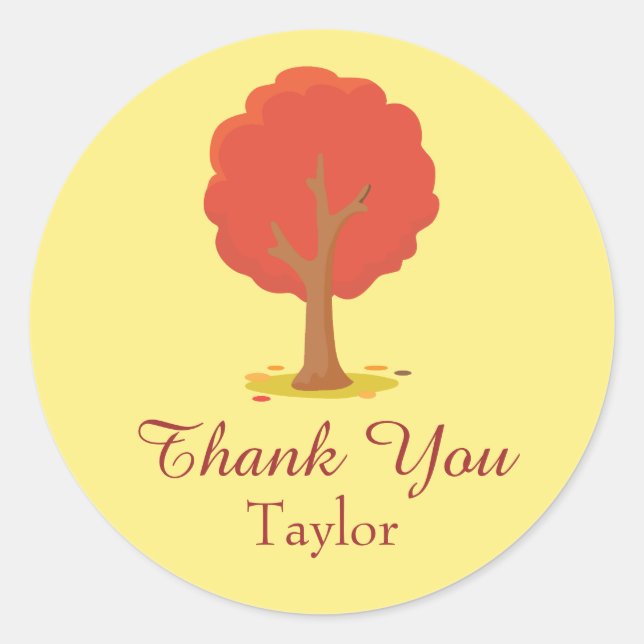 Thank You Red Tree Classic Round Sticker (Front)
