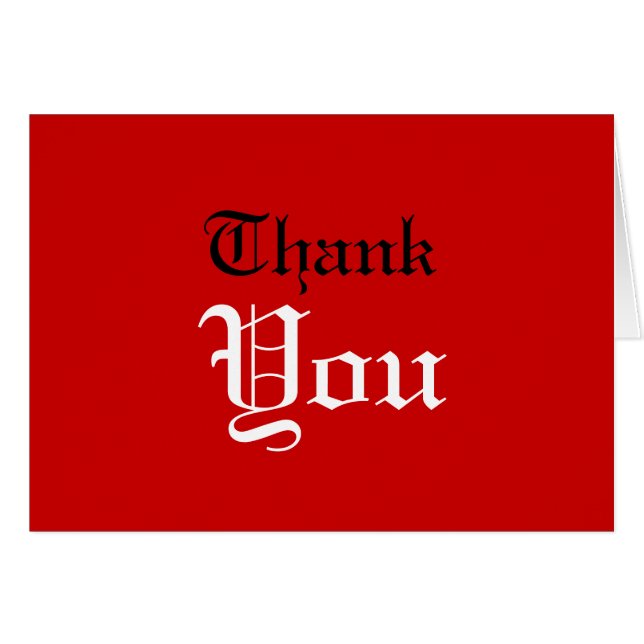 Thank You Red White Black Colour Greeting Card (Front Horizontal)
