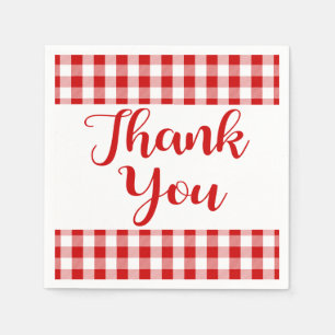 Thank You Red & White Checks Gingham Plaid Napkin