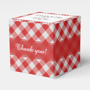 "Thank You" Red/White Gingham Checks Pattern Favour Box