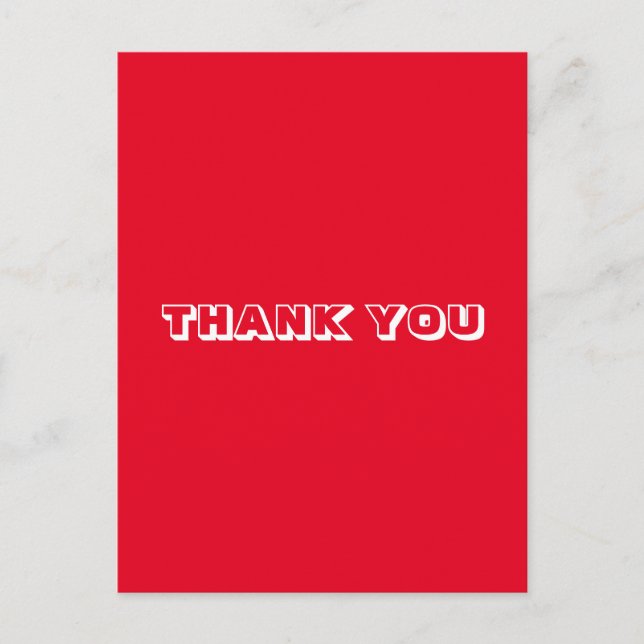Thank you, red white postcard (Front)