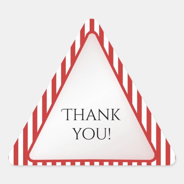 Thank You Red/White Stripe Geometric Triangle Sticker (Front)