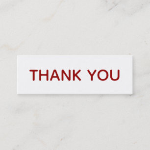 Thank You Red White Typography Gratitude Mini Business Card