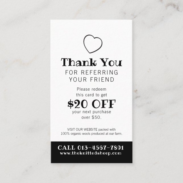 Thank you referral photo promo mono repeat business card (Front)