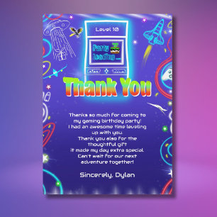 Thank You Retro Arcade Power Up Gaming Birthday