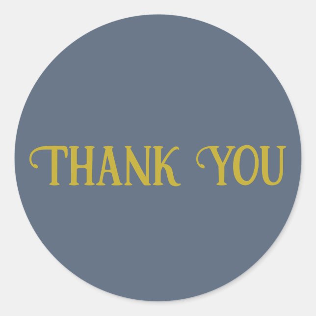 Thank You Retro Blue Solid Colour Plain Classic Round Sticker (Front)