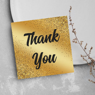 thank you,retro calligraphy, gold glitters wedding card