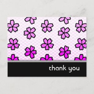 thank you : retro floral : postcard