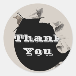 Thank You Ripped Page Torn Paper Appreciation Classic Round Sticker
