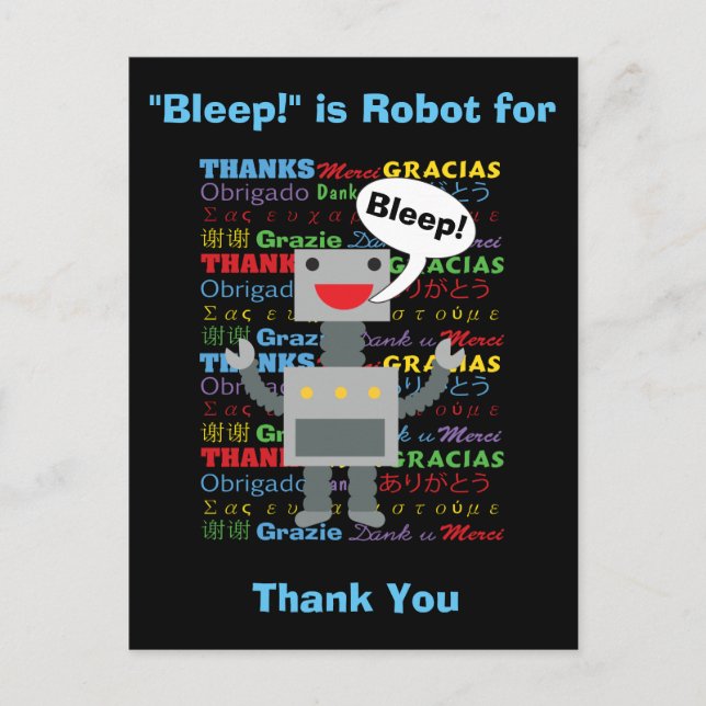 Thank You Robot Funny Personalise Postcard (Front)
