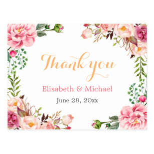 Thank You - Romantic Chic Floral Wrapped Postcard