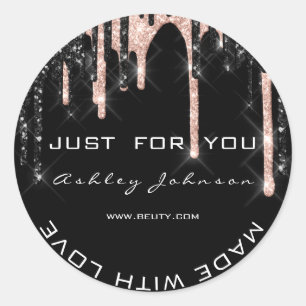 Thank You Rose Black Made With Love Name makeup Classic Round Sticker