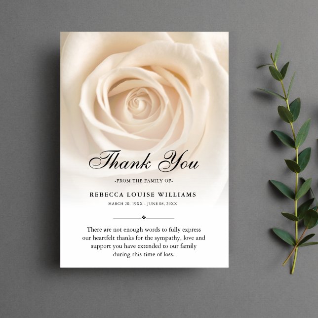 Thank You Rose Floral Funeral Photo Sympathy Grief Card (Creator Uploaded)