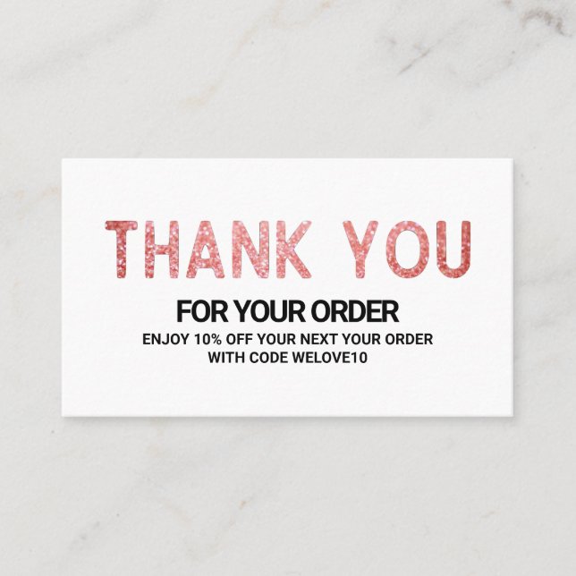 Thank you Rose Glitter instagram Discount Business Card (Front)