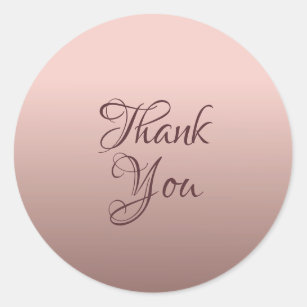 Thank You Rose Gold Colour Typography Template Classic Round Sticker