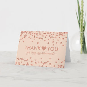 Thank You Rose Gold Glitter Confetti Blush Pink Card