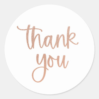 Thank you Rose Gold Glitter Script Sticker