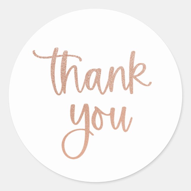 Thank you Rose Gold Glitter Script Sticker (Front)