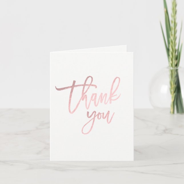THANK YOU Rose Gold Pink Foil Modern Script Chic (Front)