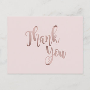 Thank You Rose Gold Pink Glitter Clean Postcard