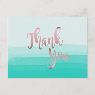 Thank You Rose Gold Pink Glitter Clean Postcard