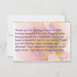 Thank You Rose Pink, Lavender, Gold, Purple Card