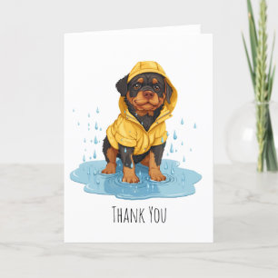 Thank You Rottweiler Dog Wearing Raincoat Card