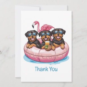 Thank You Rottweiler Dogs Flamingo Pool Tube Card