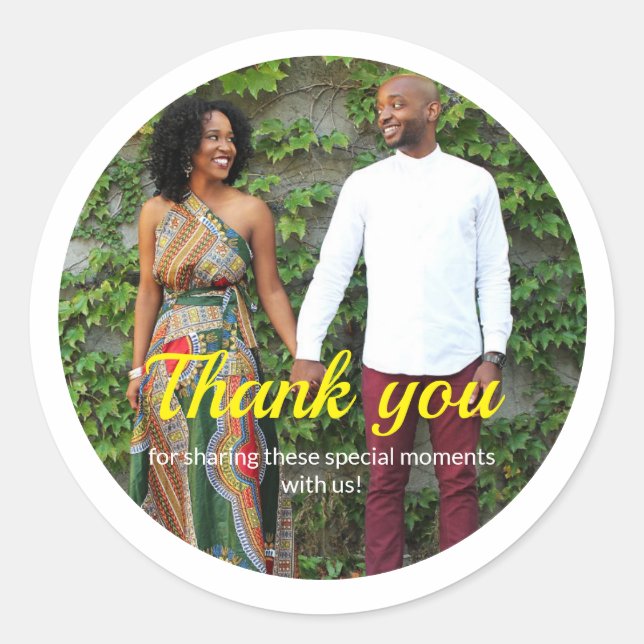 Thank You Round Wedding Sticker (Front)