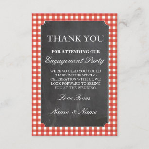 Thank You Rustic Cards Red Check Wedding Chalk
