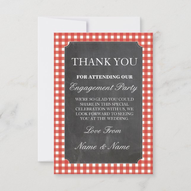 Thank You Rustic Cards Red Check Wedding Chalk (Front)
