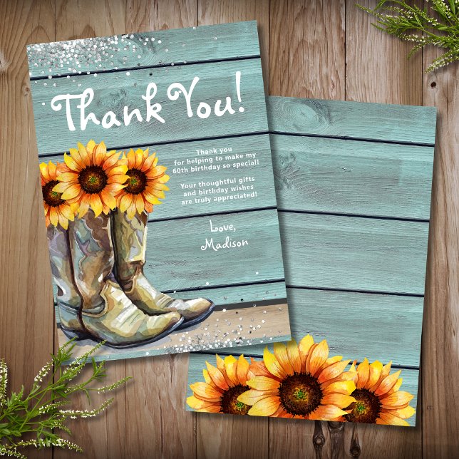 Thank You Rustic Country Western Sunflower Boots (Creator Uploaded)