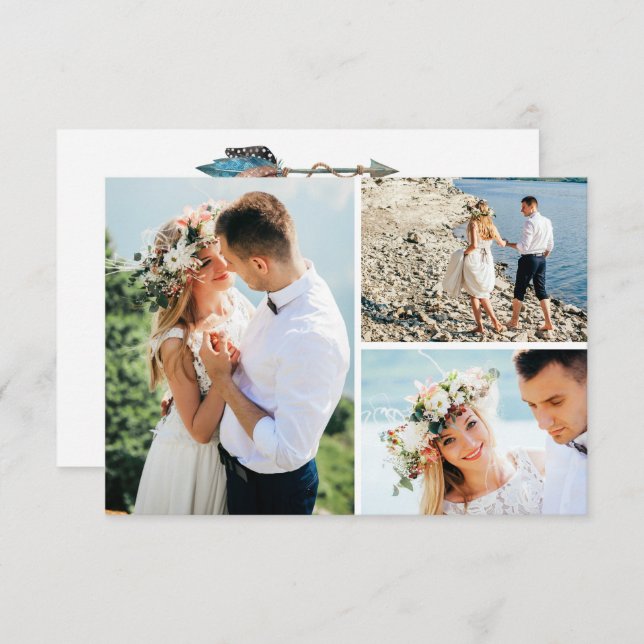 Thank You Rustic Turquoise Feather Arrow Photo (Front/Back)