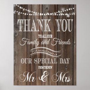 THANK YOU RUSTIC WEDDING POSTER PRINT