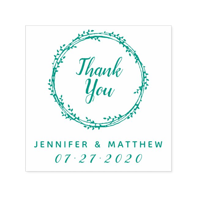 Thank You | Rustic Wreath Wedding Favour Gift Self-inking Stamp (Design)