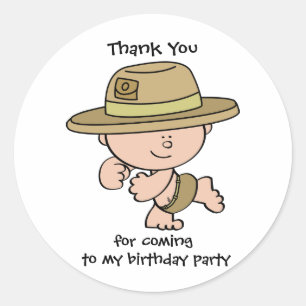 Thank You Safari Explorer Birthday GiftTag Sticker