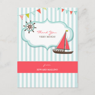 Thank You Sailing Birthday Postcard