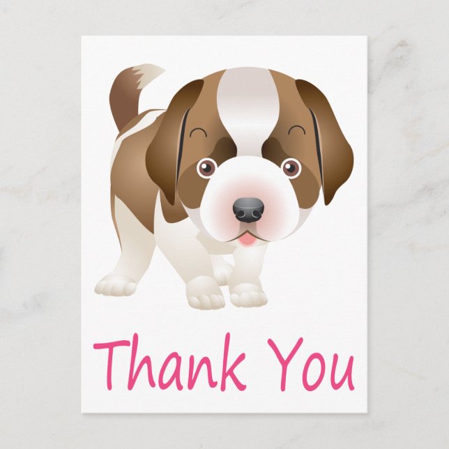 Thank You Saint Bernard Puppy Dog Post Card (Front)