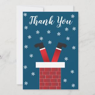 Thank You Santa Claus Stuck In A Chimney Red Blue Card
