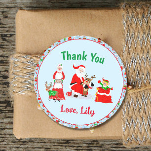 Thank You Santa In North Pole Birthday Classic Round Sticker