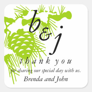 Thank You Saying Wedding Favour Stickers Green