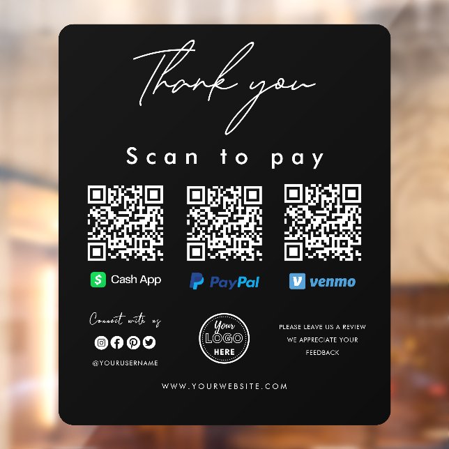 Thank you Scan to Pay Logo QR Code Pay Here Black (Sheet 2)