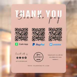 Thank you Scan to Pay Logo QR Code Payment Pink