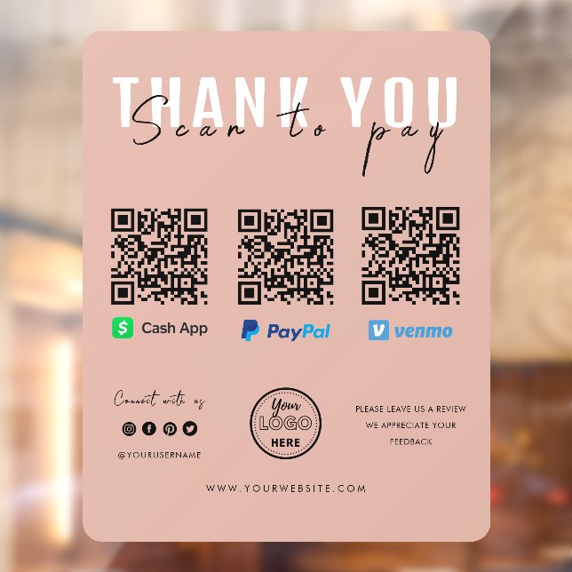 Thank you Scan to Pay Logo QR Code Payment Pink (Sheet 2)